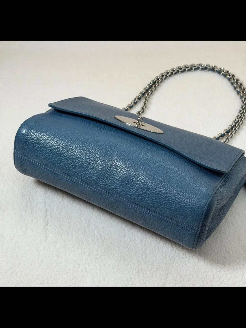 Mulberry Blue Leather Chain-Handle Shoulder Bag